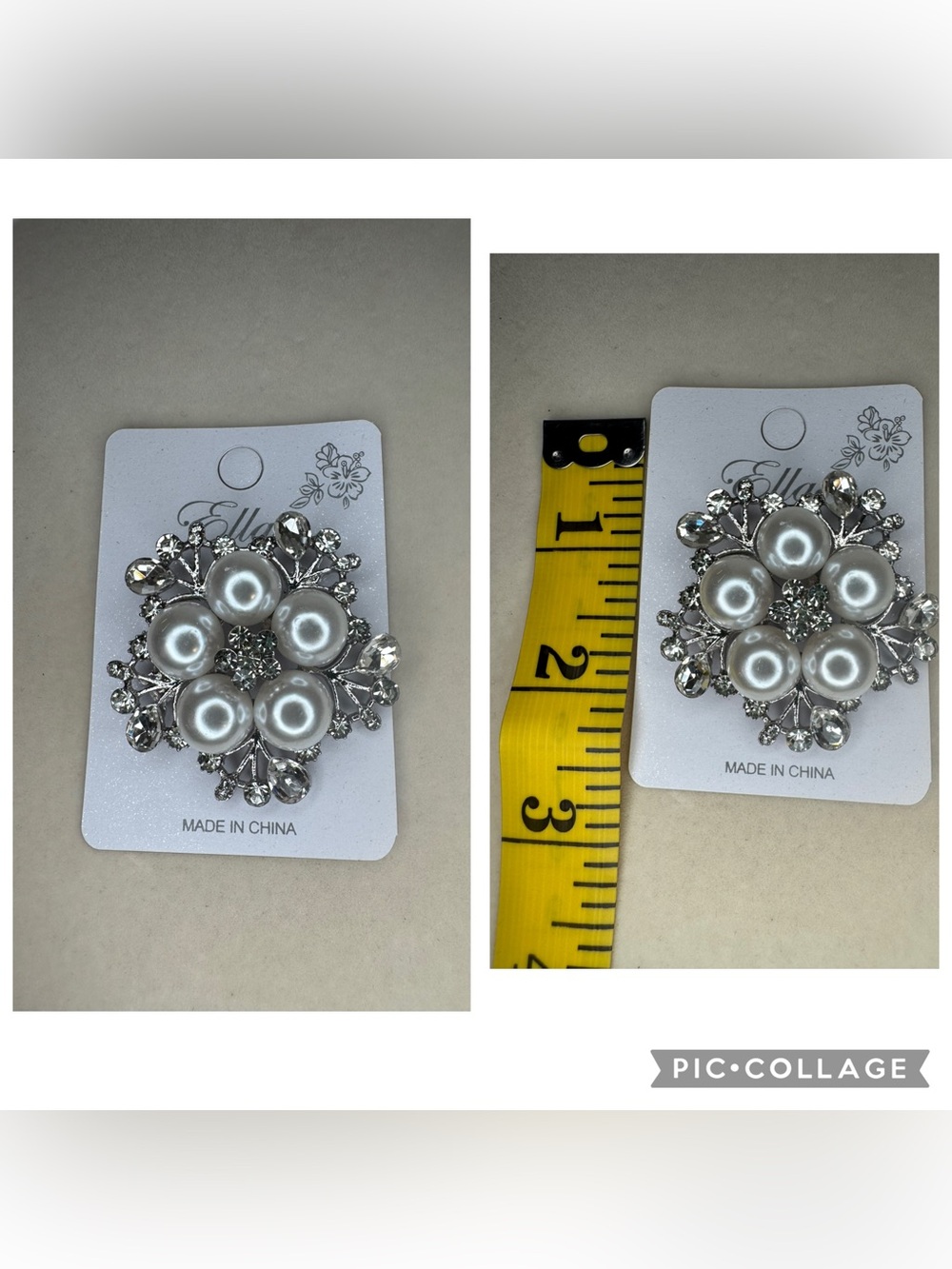 NWT Ellas Silver and White Pearl Snowflake Brooch